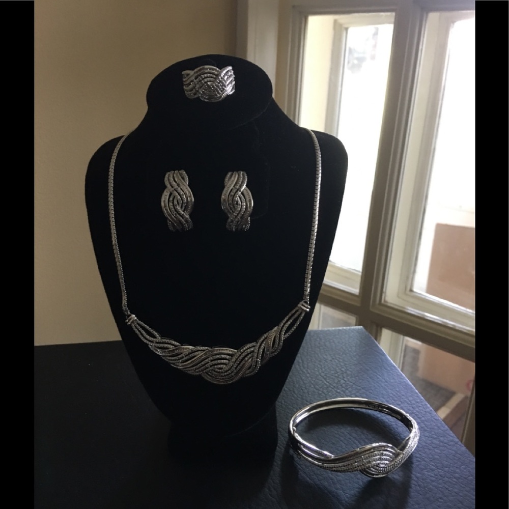 4pc Silver Over Brass Set